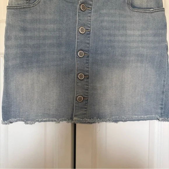 Maurices Light Blue Button-Front Denim Mini Skirt - Picture 5 of 13